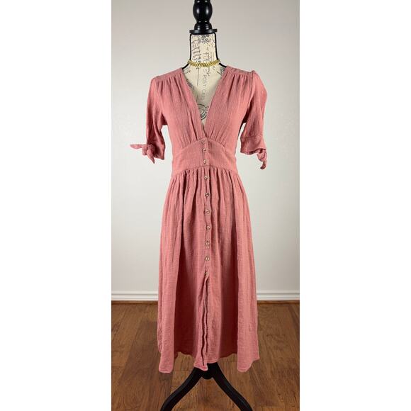 B1 Free People Love of My Life Midi Dress Womens Small Boho Romantic Cottagecore - Picture 3 of 8